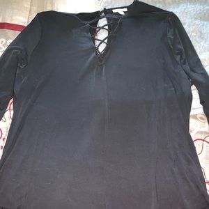Maurices Black Criss-Cross Top (2X)